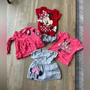 Disney Minnie Mouse Polka Dot Dresses and Tee Sets - Red, Pink, Gray